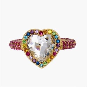 Kurt Geiger Multicolor Heart Ring with Box